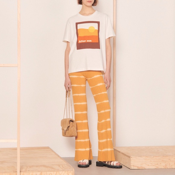 NWT Sandro Yellow Tye-Dye  Rib Pant - Picture 2 of 15